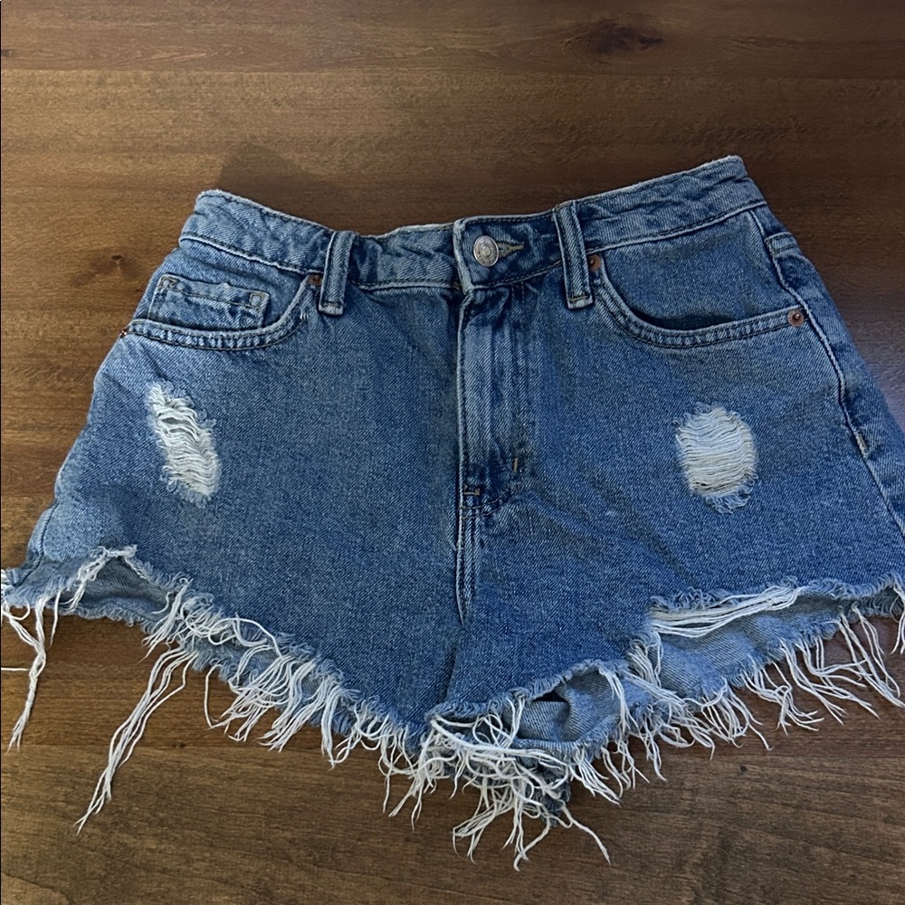 Forever 21 Blue Distressed Jean Shorts
